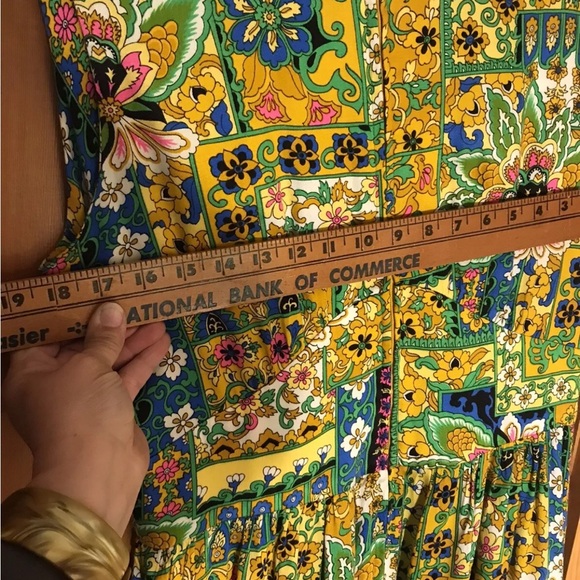 Vintage 60s 70s Leland of California Maxi Hostess Dress Psychedelic Hawaiian - Picture 7 of 7